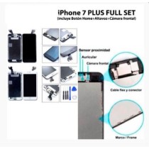 Pantalla iPhone 7 PLUS FULL SET NEGRA (con componentes) (incluye Botón Home + Altavoz + Cámara frontal)  (LCD + táctil) 